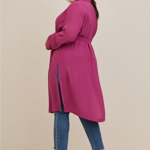 NWT Torrid Magenta Chiffon Trench Coat 1X 14-16 Plus - Picture 2 of 11